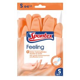 Spontex Feeling Haushaltshandschuhe, für alle feinfühligen Putz- und Pflegearbeiten im Haushalt, hohes Tastempfinden, Größe S (12 x 1 Paar)