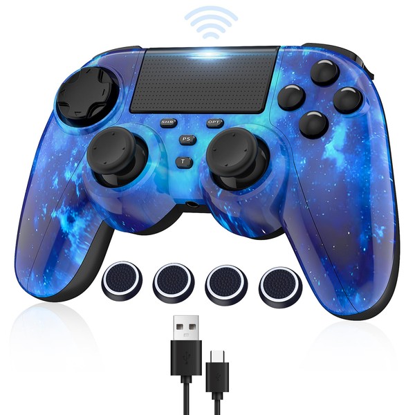 Bonacell Wireless Controller for Ps4 Gamepad with 6-Axis Motion Sensor Turbo Touch Pad Joystick for P-s4/pro/slim/PC Windows