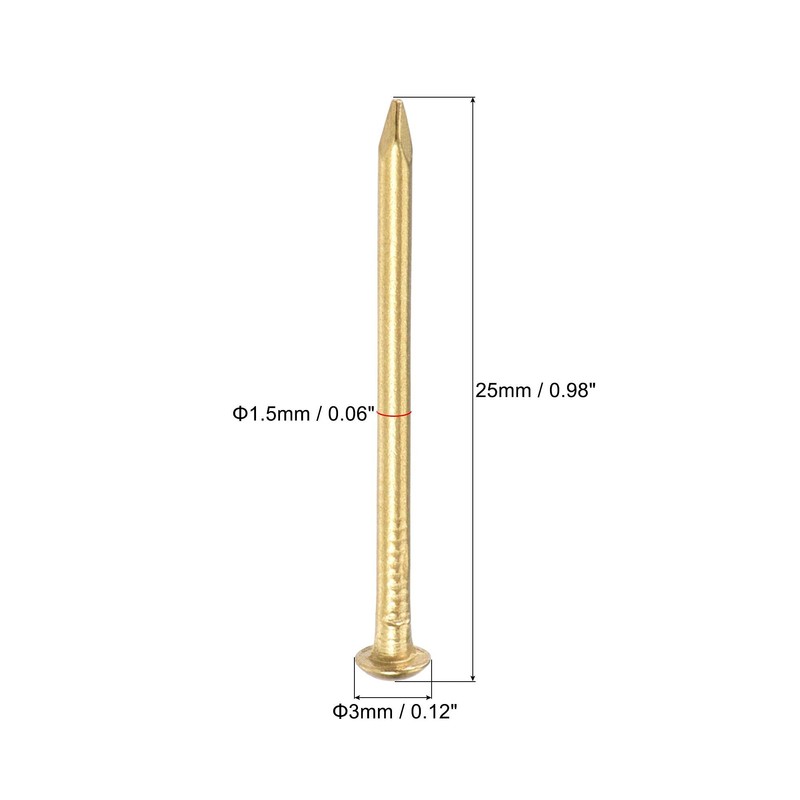 sourcing map 60pcs Small Hardware Brass Nails 1.5 mm x