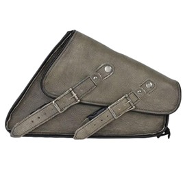 Dream Apparel Motorcycle Swingarm Bag with Brown Leather, Swing Arm Bag Motorcycle Saddlebag Left Side Tool Bag Fit for Softail/Triangulated Swingarm Models Dyna Low Rider Fat Bob