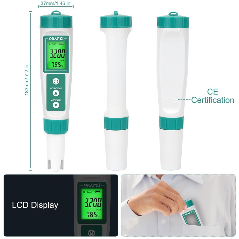 ORAPXI Salt Water Pool Tester Professional Salinity Meter for Sodium