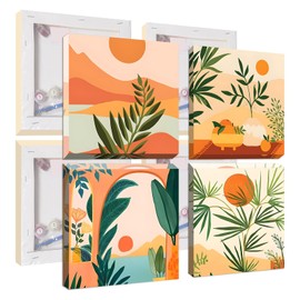 Jawecci Framed Scenery Paint by Numbers for Beginner, 4Pack Landscape Paint by Numbers Adults, Paint by Numbers Kits on Canvas DIY Oil Painting Acrylic with All Tools for Home Decor 8x8in