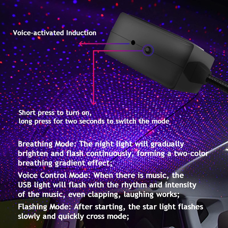 Car Roof Star Night Light, VOVCAMLS USB Projector Night Light