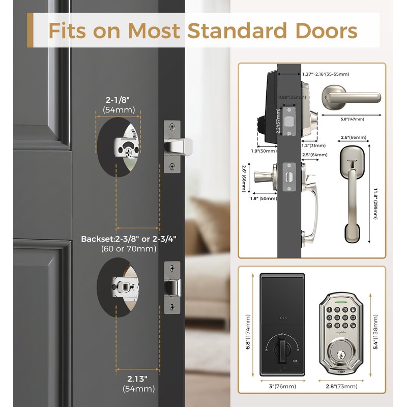 Keyless Entry Door Lock with 2 Handle – Smart Deadbolt,