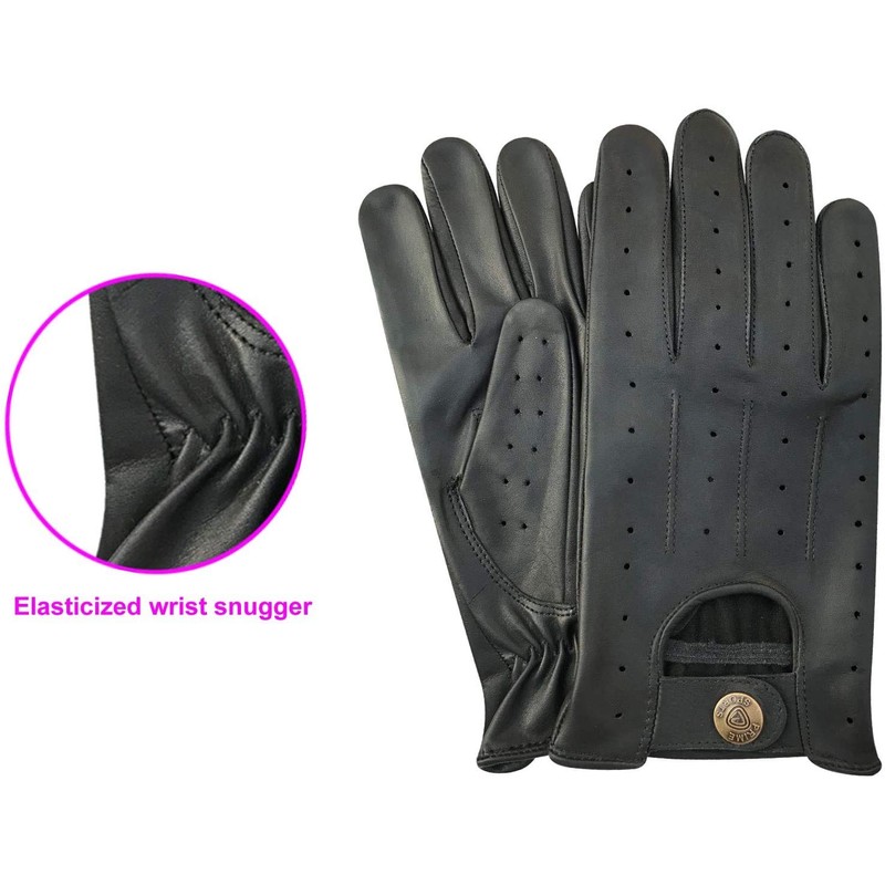 Real Soft Leather Mens Driving Gloves Without Lining (Black, Medium)
