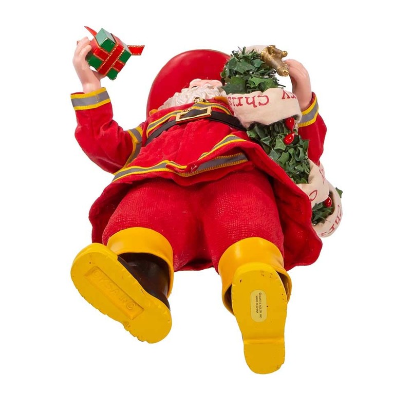 Kurt Adler 11-Inch Fabriché Fireman Santa with Wreath and Hose