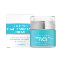 Grospe Hyaluronic Acid Moisturizer for Face and Neck - Deep Hydration with Vitamin B5 Neck Cream Reduce Wrinkle and Fine Line Smooth Skin Hyaluronic Acid Cream for All Skin Type 1.7Oz