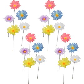 # Metal Flower Stakes, 3D Flower Garden Stake Set, Metal Outdoor Decor for Patio and Realistic Weatherproof Flower Decoration (Yellow, One Size)