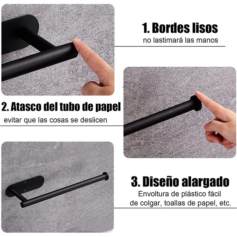 Porta Rollos de Cocina de Acero Inoxidable 304 Sin Perforar
