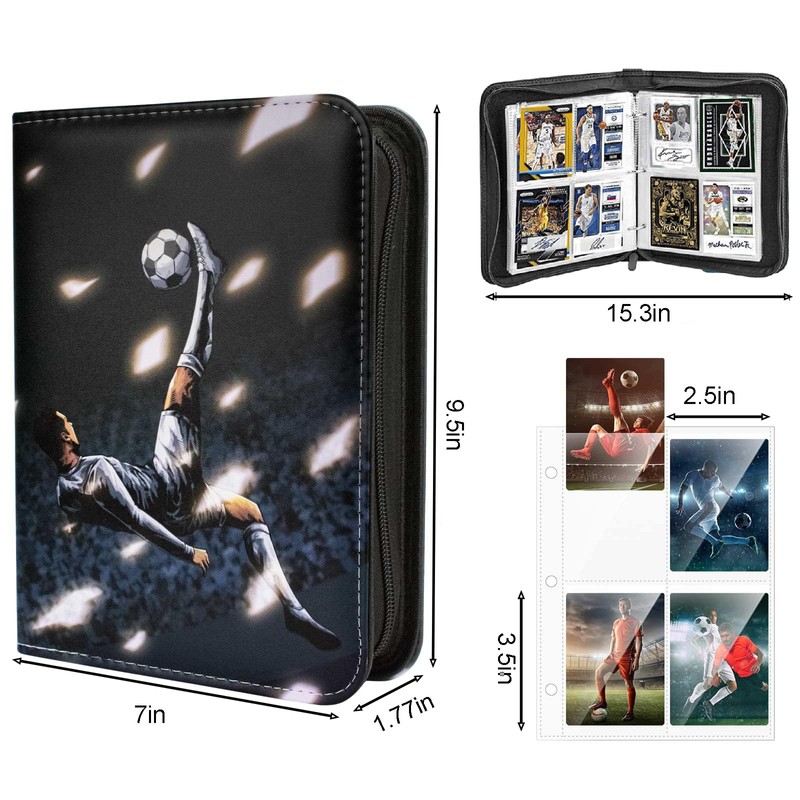 Football Card Holder,r 4 Pockets - 100 Pages Holding 400