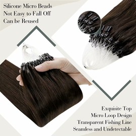 [BEST DEAL] LaaVoo Micro Loop Hair Extensions Human Hair Dark Brown 16 Inch #2 Darkest Brown Micro Hair Extensions Human Hair Brown Micro Ring Hair Extensions For Women Real Human Hair 1g/Strand 50g