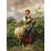 ART.COM Wall Giclee Print The Shepherdess, 1866 by Johann Baptist
