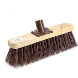 Newman and Cole 30,5 cm großer Besenkopf aus Holz mit synthetischen Hart-PVC-Borsten – Ersatz-Besenkopf für den Außenbereich, Garten, Boden, Hof, Kehrkopf, montierte Befestigungshalterung