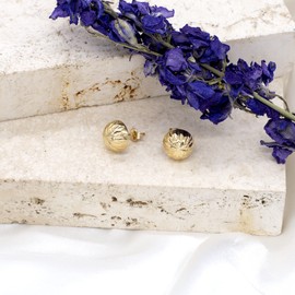 Carissima 9ct Yellow Gold 10mm Diamond Cut Half Ball Stud Earrings