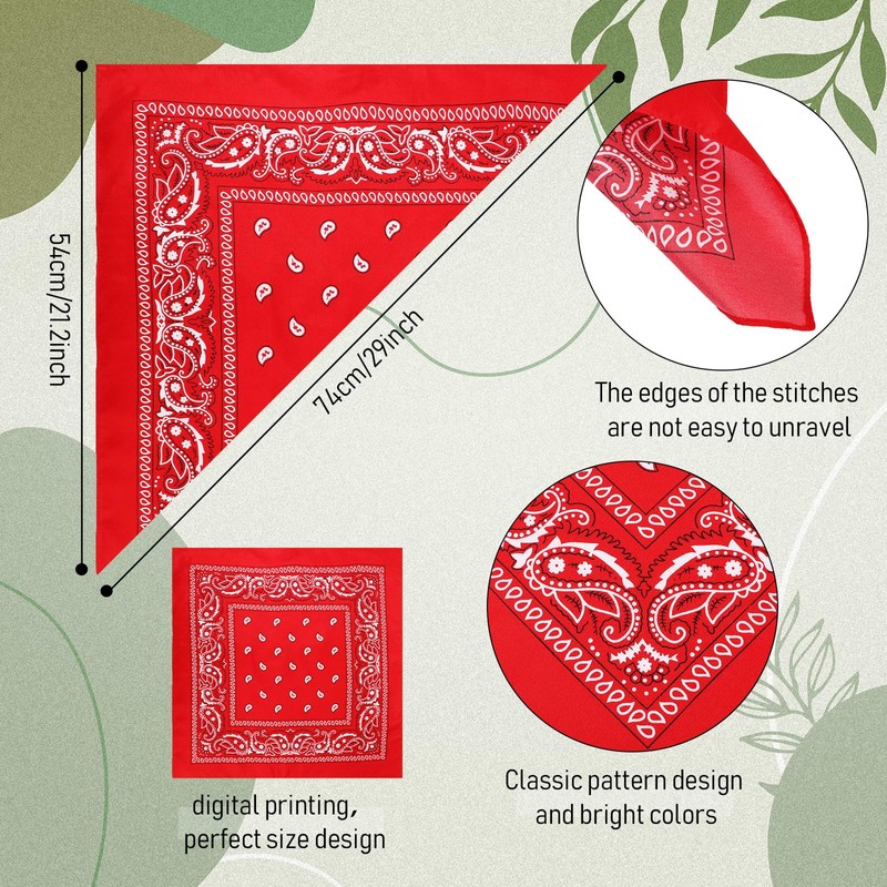 100 Pack Bandanas Unisex Paisley Bandanas Bulk Multi Purpose Cowboy