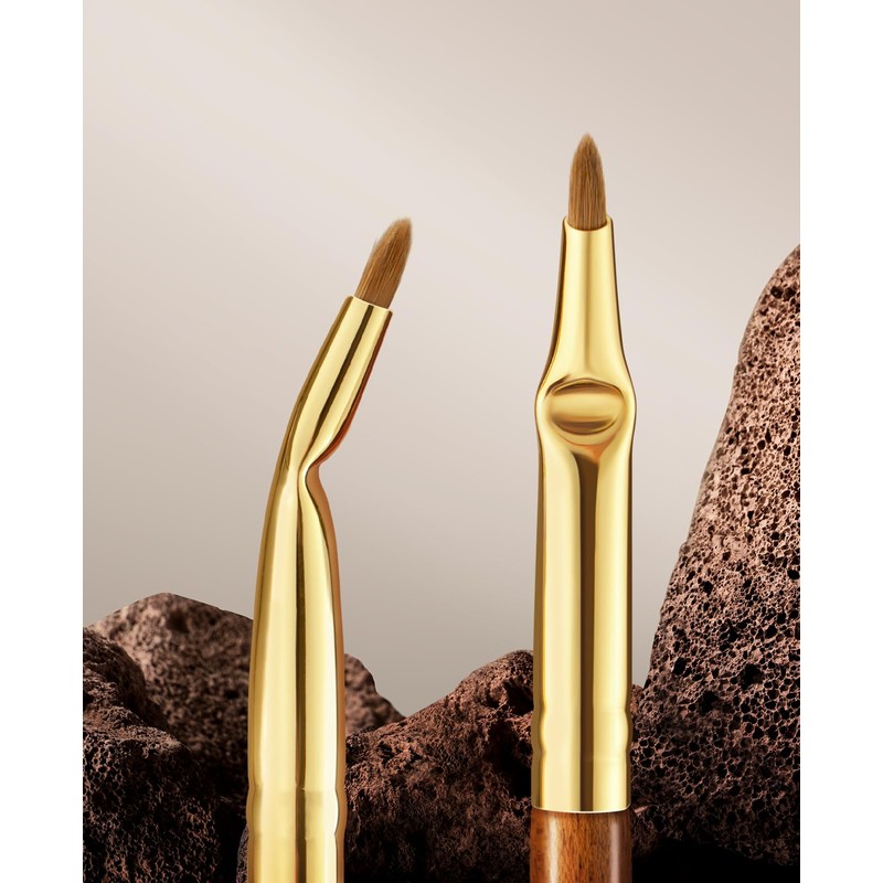 ROWNYEON CM177 Eyeliner Brush, Angled Design, Natural Bristles, Ultra Fine