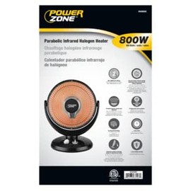 Power Zone PowerZone DF1015 Oscillating Parabolic Heater, 6.7 A, 120 V, 400/800 W, 2 -Heating Stage, Black