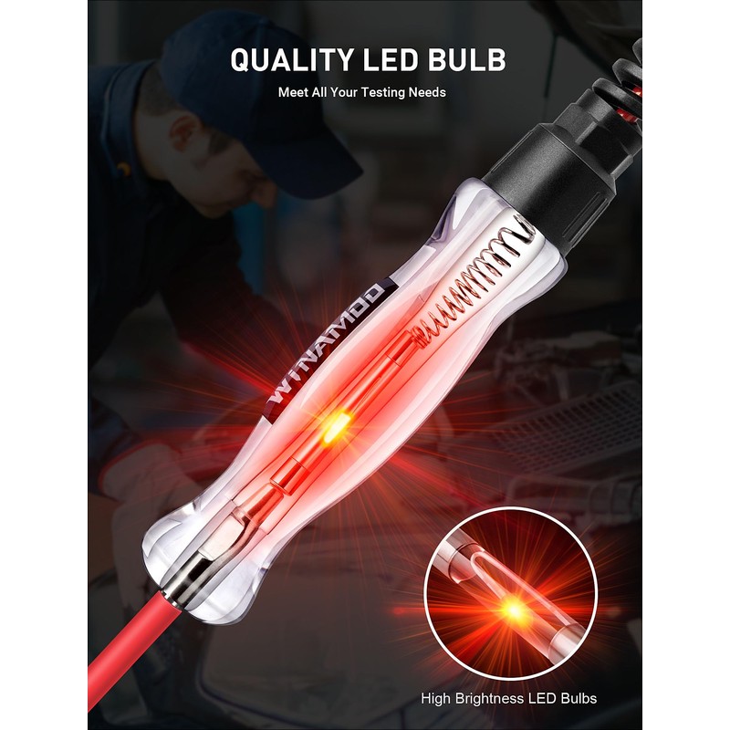 WINAMOO Professional LED Bulb Automotive Circuit Tester, 6-24V Test Light