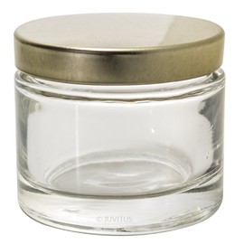 Clear Glass Heavy Wall Balm Jars with Gold Metal Foam Lined Lids (6 Pack)- 2 oz / 60 ml