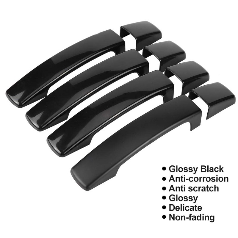 Door Handle Cover, 4 Pieces Car Glossy Black Exterior Door