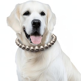 KUDES Exquisite and Adjustable Dog Necklace: Elegant Classic Pearl Collar Necklace Accessories for Dogs, Occasions and Gatherings (Gunmetal, L(14.1-16.1 Inches))