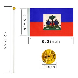 WXTWK 12 Pack Haiti Flag Haitian Desk Flag Small Mini Haitian Table Flags With Stand Base,Home Office Festival Events Celebration Decorations