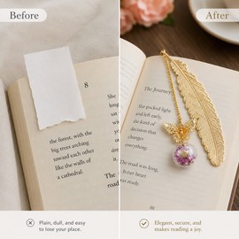Metal Feather Bookmark for Book Lovers – Vintage Butterfly Charm Page Marker for Reading and Gifts