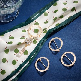 UNICRAFTALE 4Pcs Golden Brooch Pin Backs Donut Brooch Base Safety Catch Pins Back Clasps Pin Brass Brooch with Hole for Name Badge Jewelry Making 28.5mm