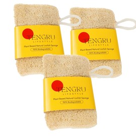 Natural Loofah Sponge Exfoliating Body Scrubber (3 Pack),Made with Eco-Friendly and Biodegradable Shower Luffa Sponge, Loofah for Women and Men
