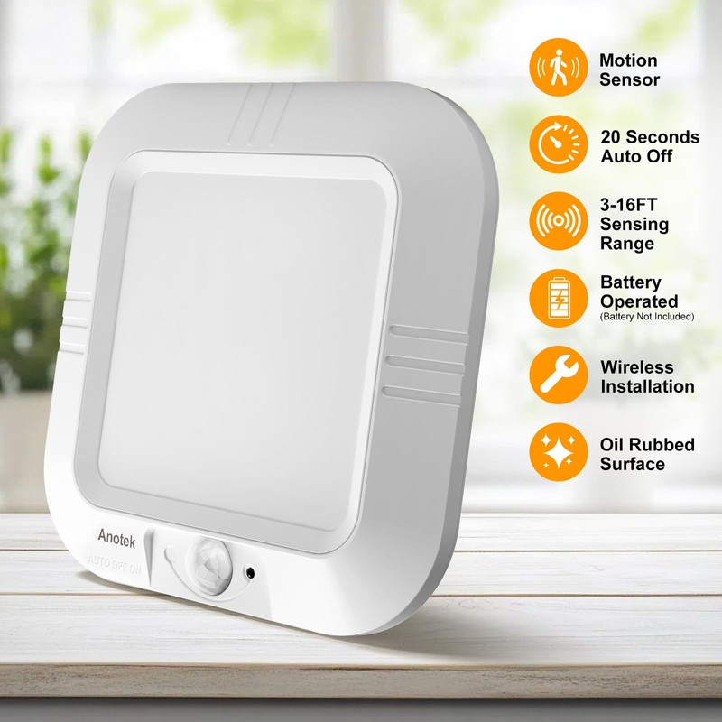 ANOTEK Battery Operated Ceiling Light, Motion Sensor Light Indoor, Motion