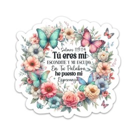 Tu Eres Mi Escondite Eres Mi Escudo Sticker Cristiano Christian Biblia Bible Verse Sticker Religiosas Vinyl Stickers for Water Bottle Journal Scripture Decals God Faith Jesus Stickers for Men Women