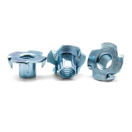 Hippo Hardware M6 (6mm X 15mm) Four Pronged T Nuts Threaded Inserts Steel Captive for Wood Furniture (Pack of 20)