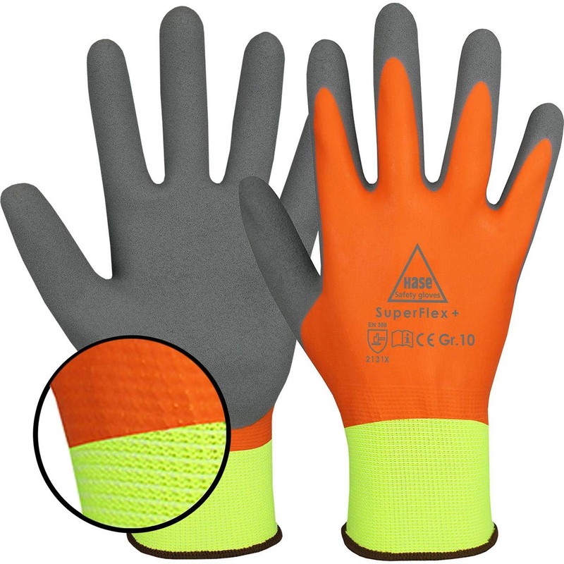 10 Pairs Hase Safety Gloves Superflex+ Latex Work Gloves Waterproof