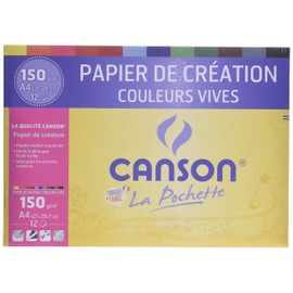 Canson 34135 Colorline Zeichenpapier, fein, A4, 150 g, Weiß, 12 Stück