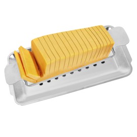 Butter Slicer Cutter, Stainless Steel Wire Cheese Block Slicer with Tray Dishwasher Safe Multipurpose Handheld Food Knife Cutter Tool for Butter Squares Cheese & Soft Fruits (Silver)