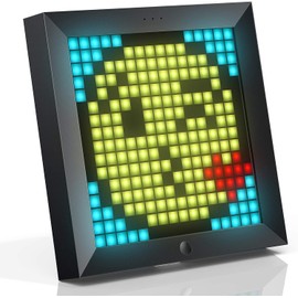 Divoom Pixoo Pixel Art Digital Frame, Programmable 16 x 16 RGB LED Panel, Smart Clock with Social Media Notification, 7.18 Inch Home Decor Calendar Clock for iOS & Android (Black)