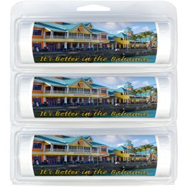 Premium Quality Mini Toilet Paper Rolls | Travel-Size | Convenient Plastic Dispenser | Lightweight & Compact | Travel & Vacation Designs (3-Pack) (150 It's Better in the Bahamas)