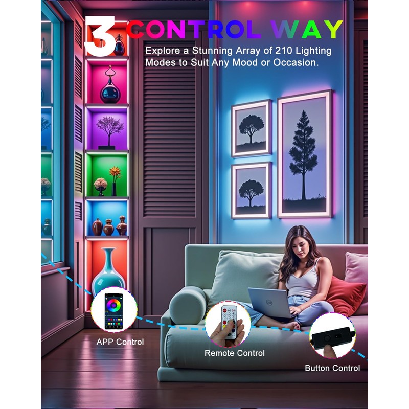 LED Strip Lights 4 Pre-Cut RGB Led Light Strip With