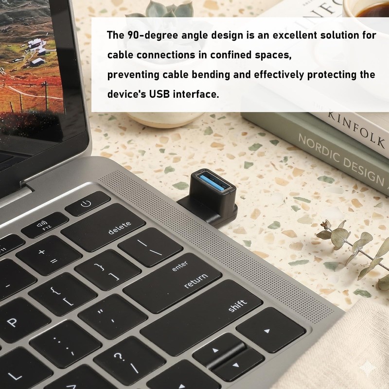 4 Pack 90 Degree USB A Male to Female Adapter