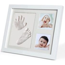 PewinGo Baby Footprint Kit,PewinGo Baby Hand and Footprint Kit with a Wooden Picture Frame,Clay Newborn Footprint Makers Kit Keepsake for Newborn Boys & Girls, Baby Gifts for New Parent,Grandparent,Baby Shower,Nursery Decor