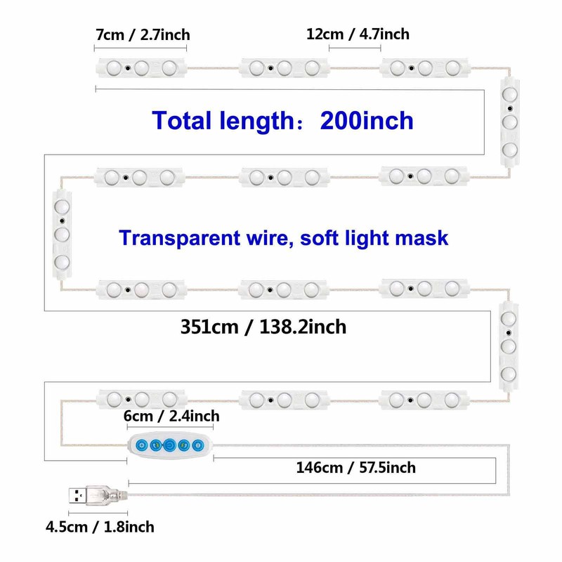 LED Vanity Mirror Lights Dressing Table DIY Dimmable Makeup Mirror
