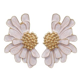 SIXDUTON Flower Earrings Large for Women, Flower Drop Earrings Gold, Hypoallergenic Statement Earrings, Fashion Jewellery, Gift for Girls, Women, Mum, Alloy Steel, No Gemstone