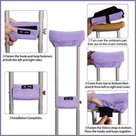 Soft Polyester Spandex Stretchy Velvet Crutch Pads, Durable and Long Lasting (purple)