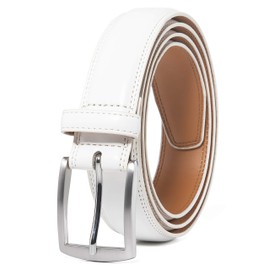 Fabio Valenti Genuine Leather Dress Belts For Men - Mens Belt For Suits, Jeans, Uniform With Single Prong Buckle (30, White)