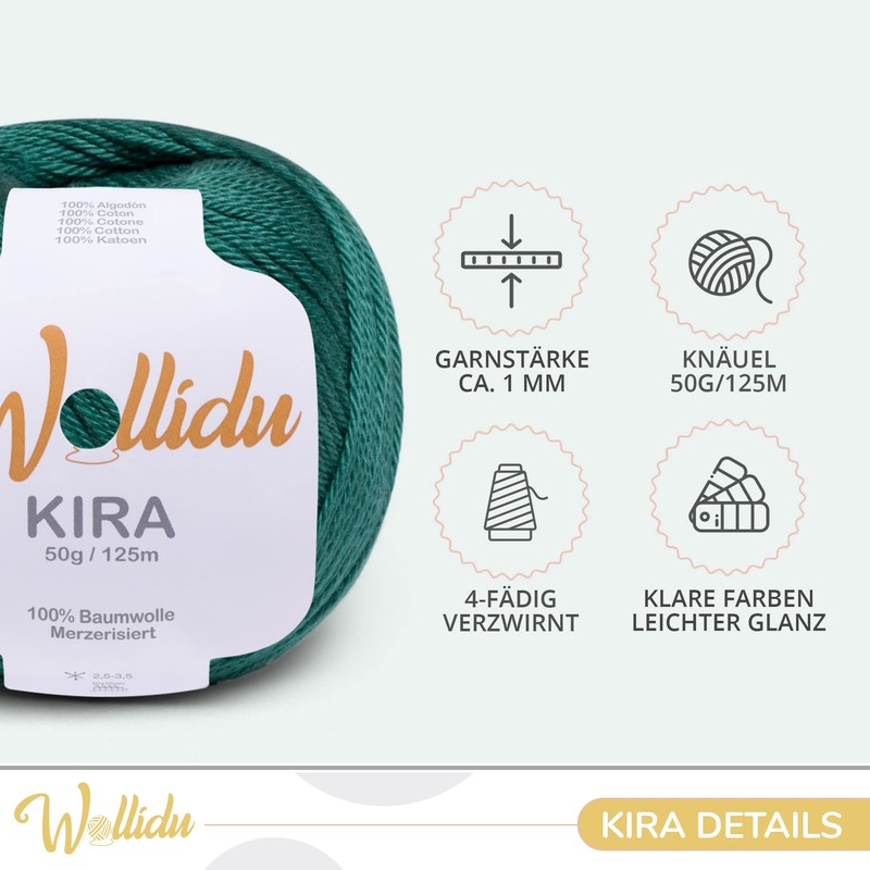 Wollidu Kira 100% Cotton for Knitting and Crocheting 10 x