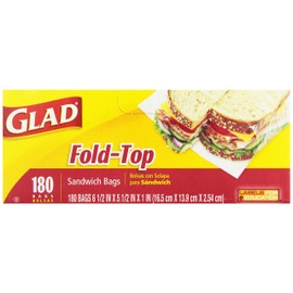 Glad Sandwich Bags, Fold Top, 180 bags
