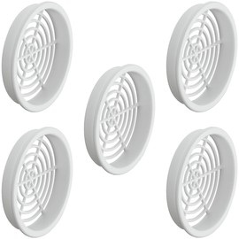 cyclingcolors 5x Ventilation Grille Exhaust Grille Outer Grille Round Total 65 mm Inner 60 mm Plastic Air Rosette Perforated Flat White