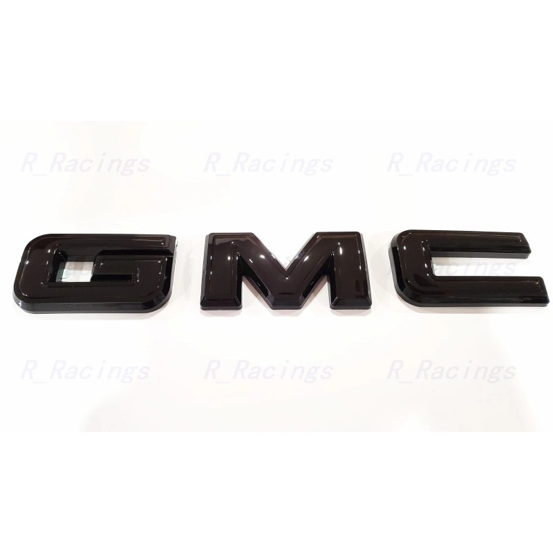 Auto Front & Rear GMC Gloss Black OVERLAY Emblem Badge