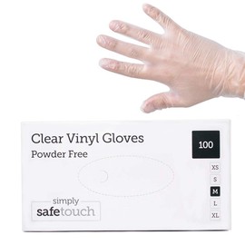 Clear Vinyl Disposable Gloves - Powder Free, Medical Class 1 - Box of 100 (M (98mm))