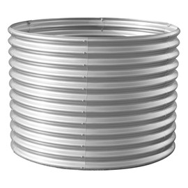 Land Guard 3×3×3ft Galvanized Raised Garden Bed Kit, Round Galvanized Planter Raised Garden Boxes Outdoor, Large Metal Raised Garden Beds for Vegetables, Silver